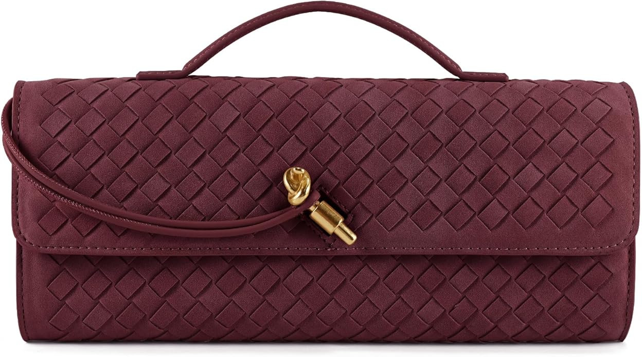 Woven Clutch Purses for Women, Formal Satchel Leather Evening Bag Shoulder Handbag | Amazon (US)