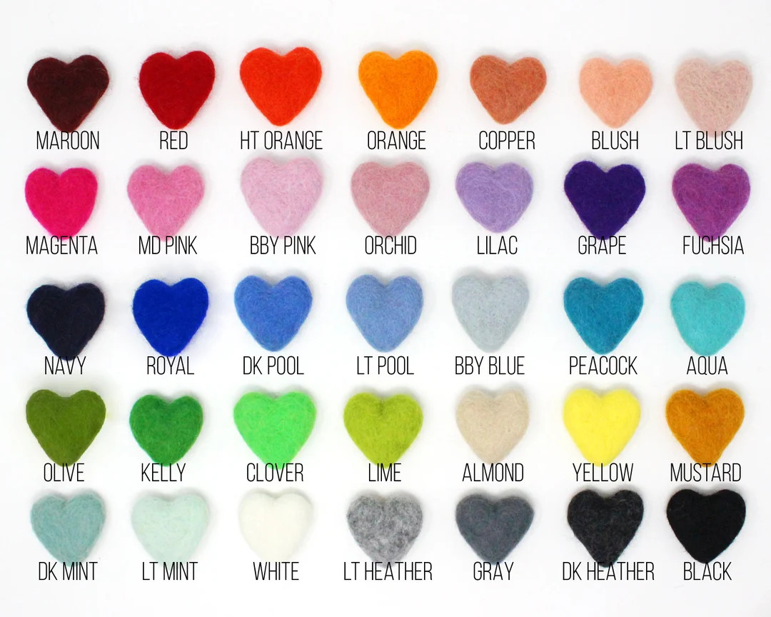 Felt Hearts Felt Shape Pom Poms Wool Felt Hearts Pompoms Heart Felt Balls for DIY Felt Ball Garla... | Etsy (US)