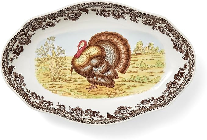 Spode Woodland 8.5" Pickle Dish - Turkey Design, Earthenware, Microwave and Dishwasher Safe, Than... | Amazon (US)