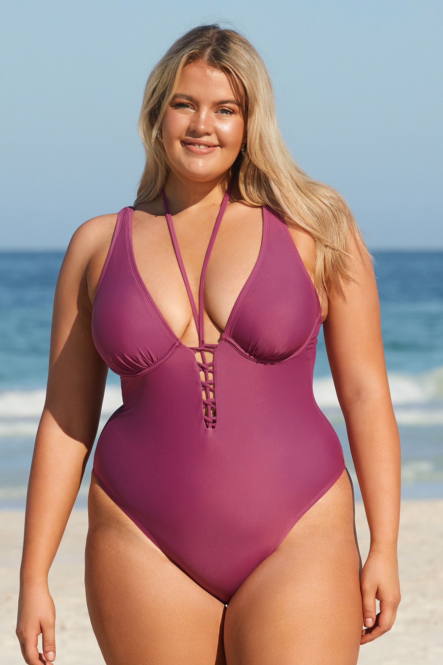 Healing Space Strappy Lace-Up Plus Size One Piece Swimsuit | Cupshe US