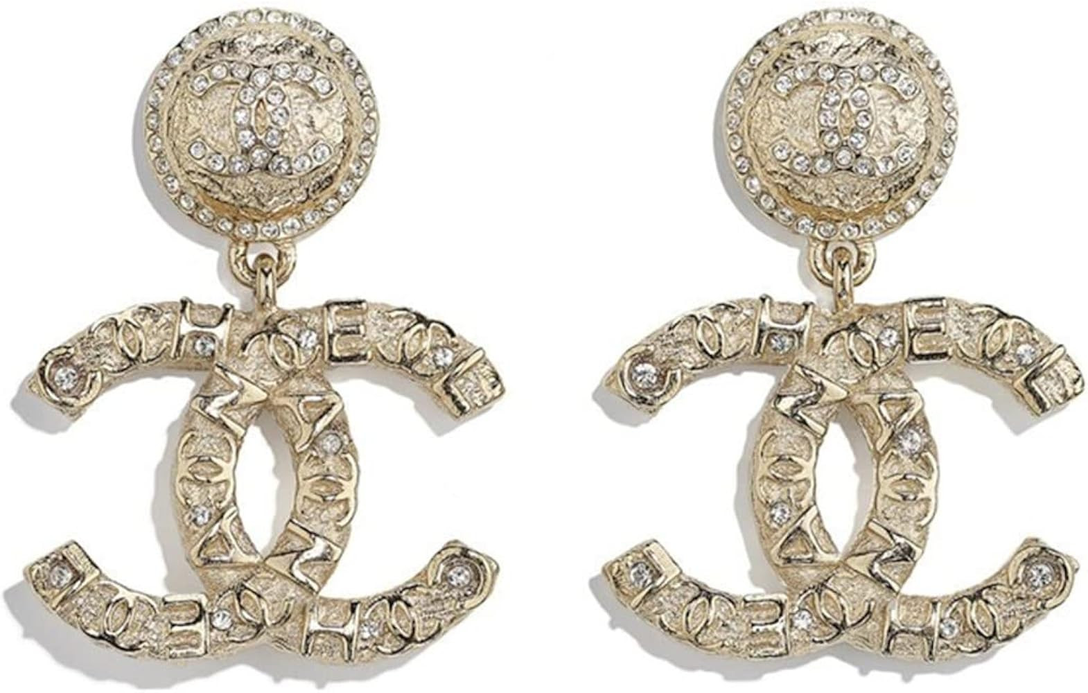 CC Earrings Women CC Logo Stud Earrings with Timeless Crystal Studs Gift for Birthday Thanksgiving M | Amazon (US)