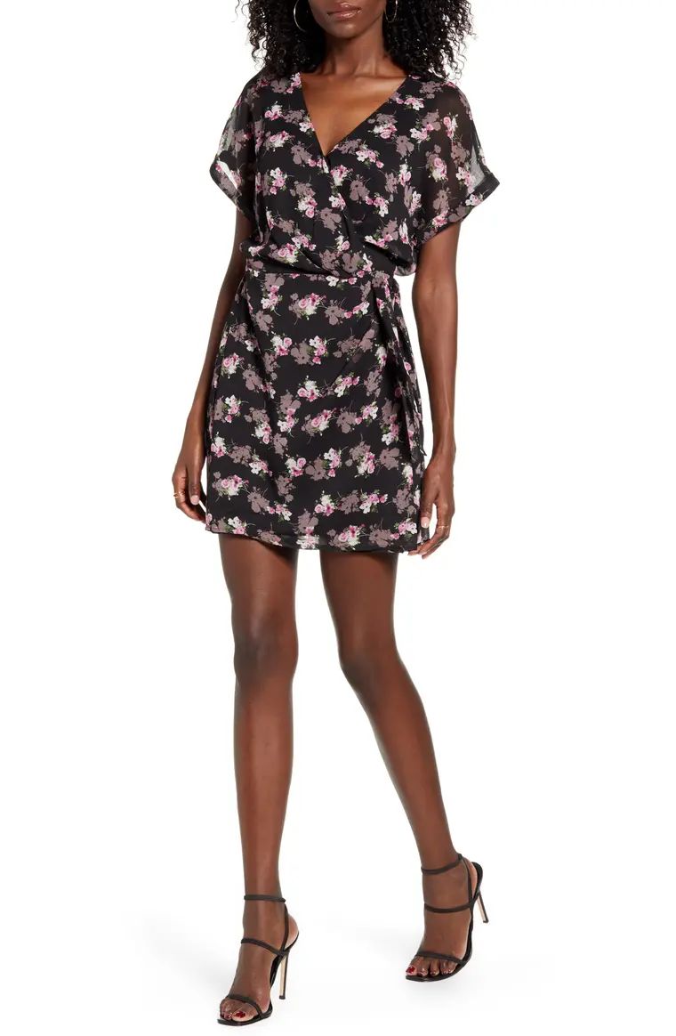 Simone Floral Wrap Front Minidress | Nordstrom