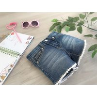 Little Girls Cute Blue Denim Shorts Crochet Lace Trim Hem, Spring Summer Fall, Play, Back To School, | Etsy (US)