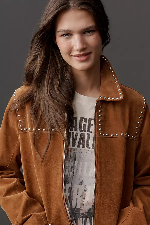 BLANKNYC Real Suede Studded Jacket | Anthropologie (US)