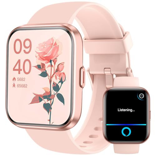 Smart Watches for Women Men Answer/Make Call, 1.8" Alexa Built-in Fitness Tracker, 24H Heart Rate, Blood Oxygen, Sleep, IP68 Waterproof, 100 Sport Mode Smartwatch for Android iOS Phone Gifts, Pink | Amazon (US)