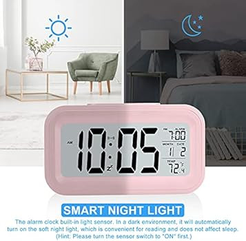 SZELAM Battery Digital Alarm Clock, LCD Clock Electronic for Bedroom Home Office , with Date,Indo... | Amazon (US)