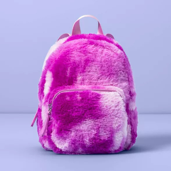 Girls' Tie-Dye Faux Fur Mini Backpack - More Than Magic™ Purple | Target