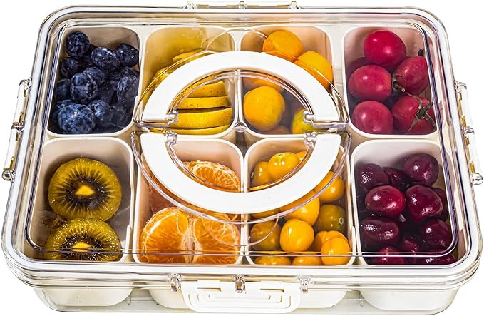 Divided Serving Tray with Handle, 8 Compartments Snack Box for Candy, Nuts, Cookies, Fruit, Snack... | Amazon (US)