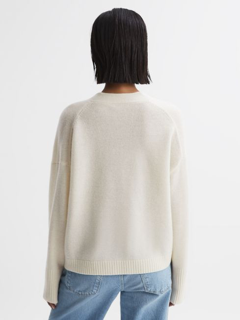 Relaxed Wool-Cashmere Cardigan in Ivory | Reiss UK