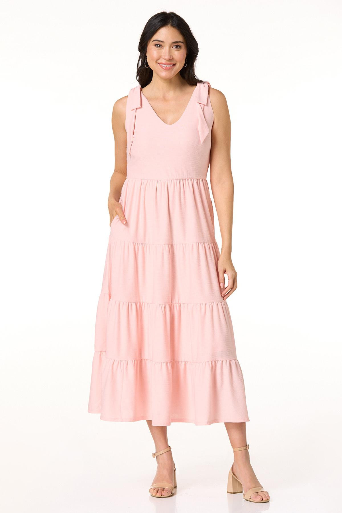 Textured Bow Shoulder Dress | Cato Fashions