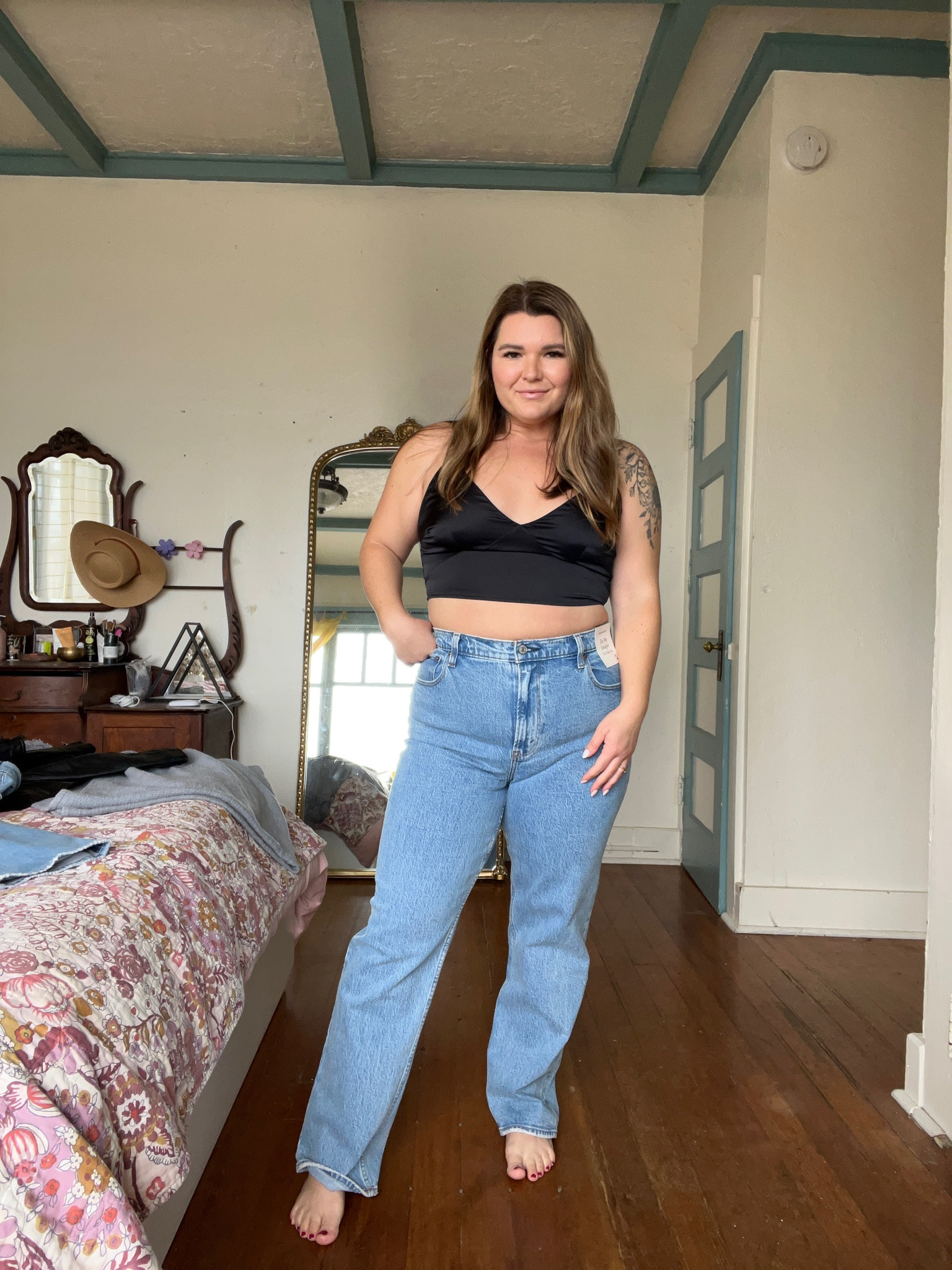 Abercrombie denim sale is ON!! These are the high rise 90s straight in a 32 short  

#LTKsalealert #LTKunder100 #LTKcurves