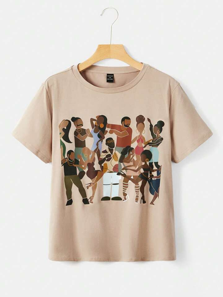 Sierra Siler Artist Retro Street Plus Figure Graphic Tee, Voor de zomer, Katoen, Vakantie, Vakant... | SHEIN