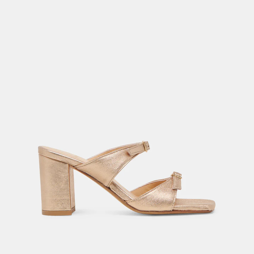 SHANE HEELS GOLD METALLIC LEATHER | DolceVita.com