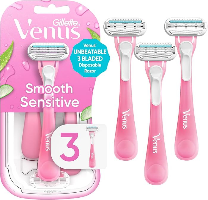 Gillette Venus Sensitive Women's Disposable Razors - Single Package of 3 Razors | Amazon (US)