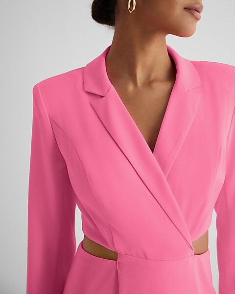 Notch Lapel Cutout Mini Blazer Dress | Express