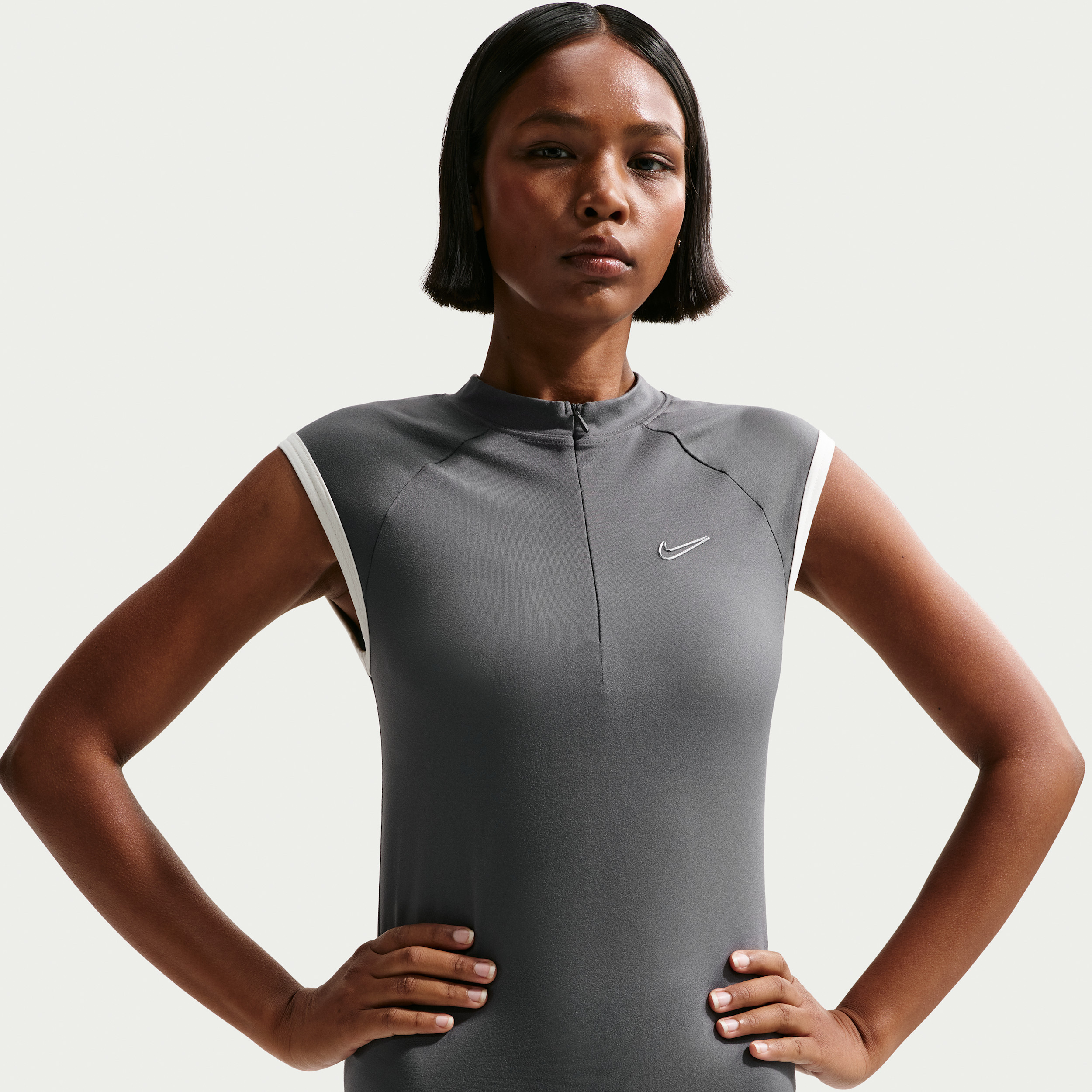 Women's Nike Sportswear Tight Sleeveless 1/4-Zip Top in Grey | IO4441-068 | Nike (US)