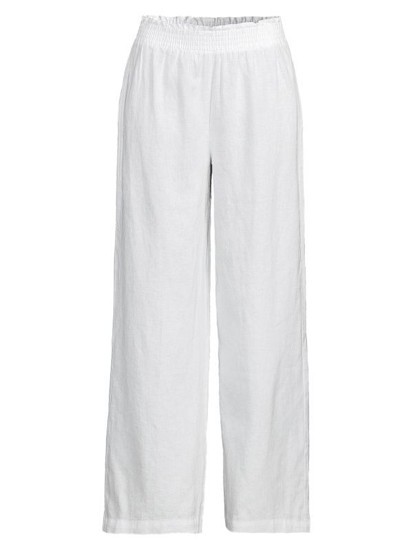 100% Linen Smocked Wide Leg Pants | Saks Fifth Avenue OFF 5TH