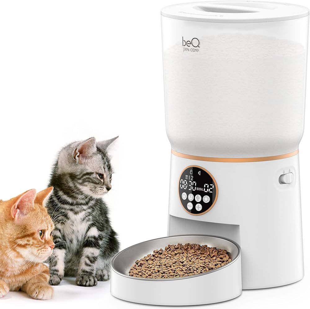 beQ 5L Automatic Cat Feeder, Timed Dog Feeder for Dry Pet Food with Stainless Steel Bowl, Twist L... | Amazon (US)