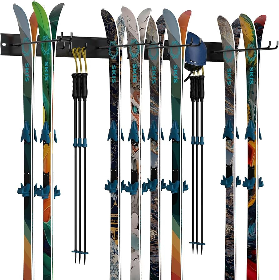 EVERHANGER Wall Mount Ski Rack for Garage, Ski Storage Hangers for Indoor/Outdoor, Wall Ski Holde... | Amazon (US)