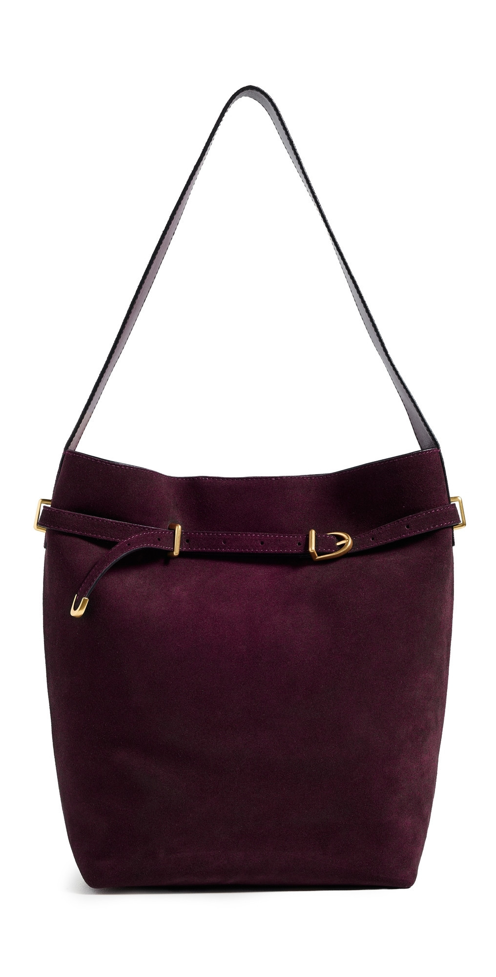 Madewell The Essential Belted Bucket Tote In Suede Dark Burgundy One Size | Shopbop