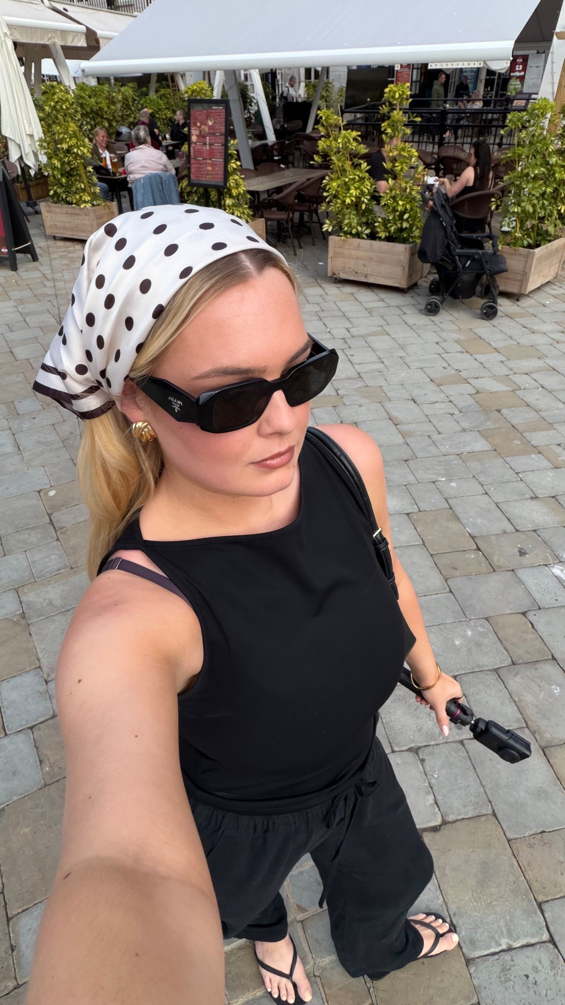 Looooving a bandana x big jewellery combo for summer. And what’s not to love with the polka dots?!

Headscarf, bandana, black sunglasses

#LTKsummer #LTKeurope #LTKstyletip