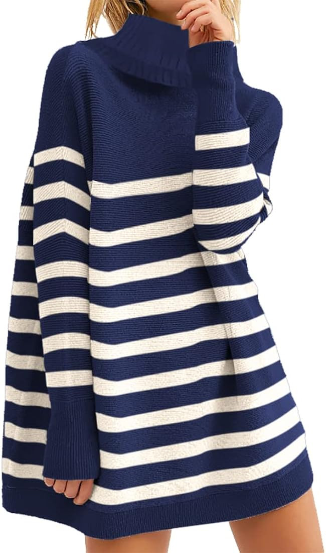 Womens Oversized Turtleneck Long Batwing Sleeve Slouchy Pullover Sweater Knit Tops | Amazon (US)