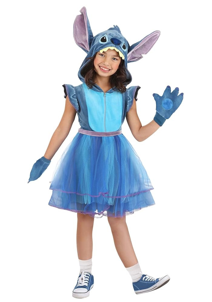 Disney Lilo and Stitch Kids Stitch Costume Dress | Hooded Alien Outfit with Pair of Mitts | Amazon (US)