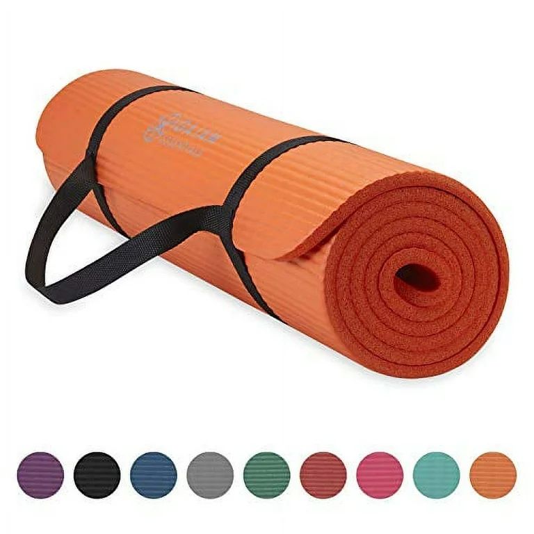 Gaiam Essentials Thick Yoga Mat Fitness & Exercise Mat with Easy-Cinch Yoga Mat Carrier Strap, Or... | Walmart (US)
