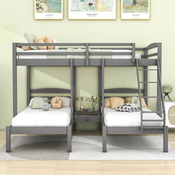 Ebelia Kids Full over Twin & Twin Wood Bunk Bed with Drawers | Wayfair North America