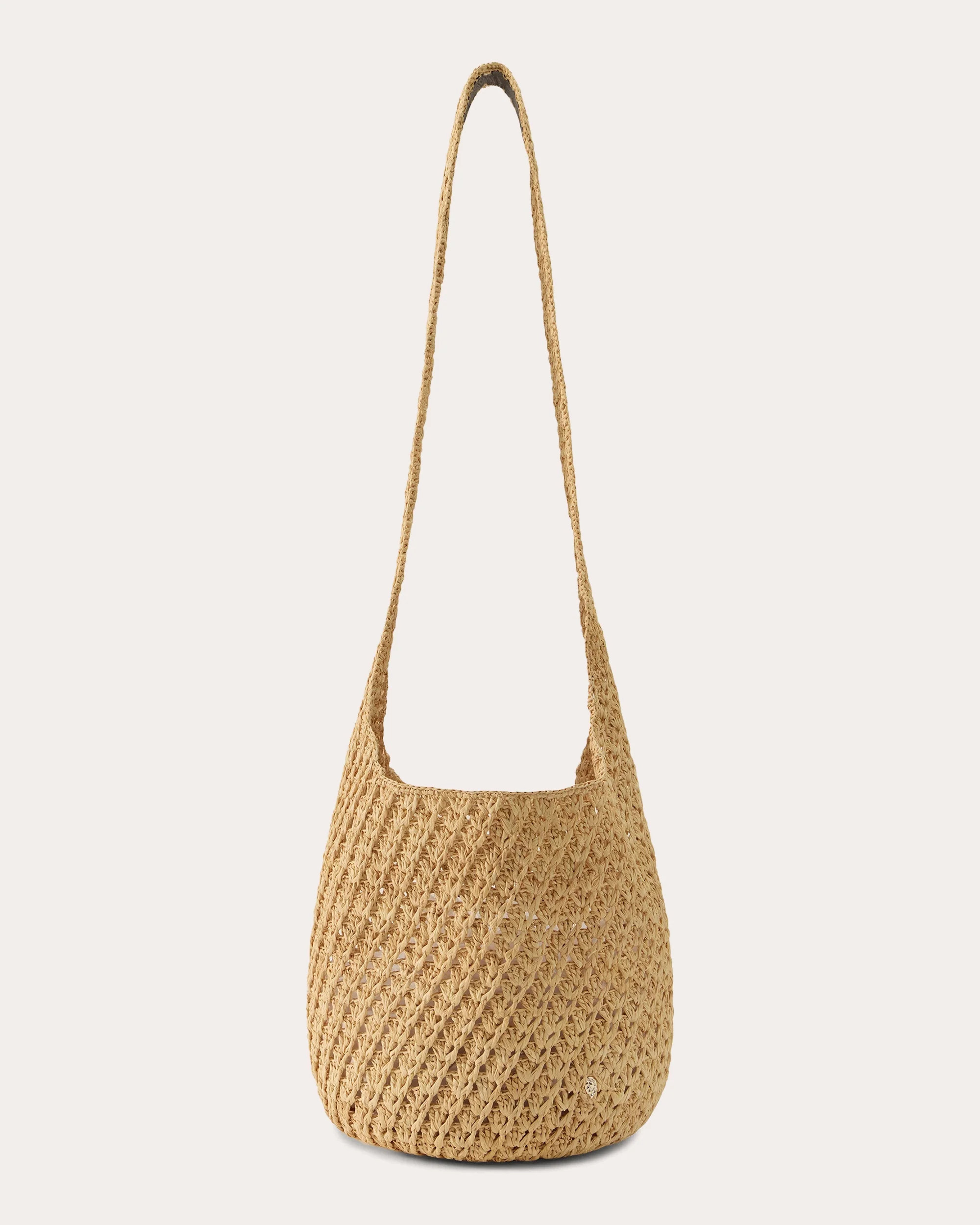 Lani Crocheted Raffia Small Drawstring Sac Bag | Olivela