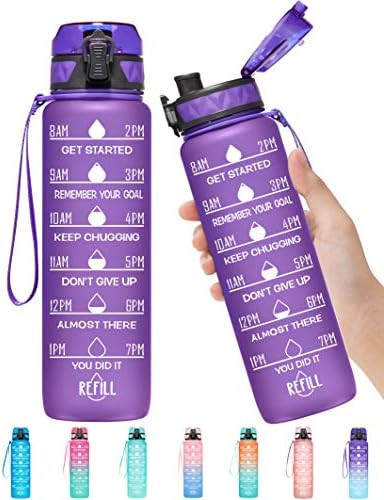 Elvira 32oz Motivational Fitness Sports Water Bottle with Time Marker & Removable Strainer,Fast F... | Amazon (US)