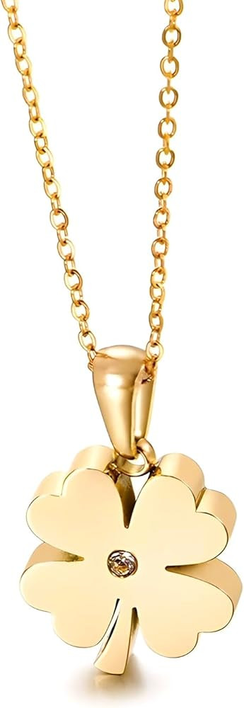 14k Yellow Gold Cute Clavicle Chain Clover Heart Necklace For Women, Simple Lucky Heart Choker Ne... | Amazon (US)