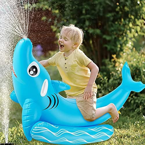 LITTLELOGIQ Water Sprinkler for Kids, Large Inflatable Sprinklers for Yard, Shark Giant Pool Floa... | Amazon (US)
