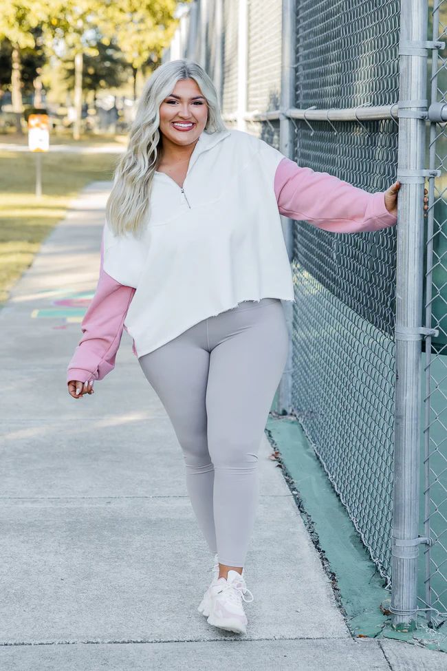 Jump Right In Pink Colorblock Quarter Zip Pullover | Pink Lily