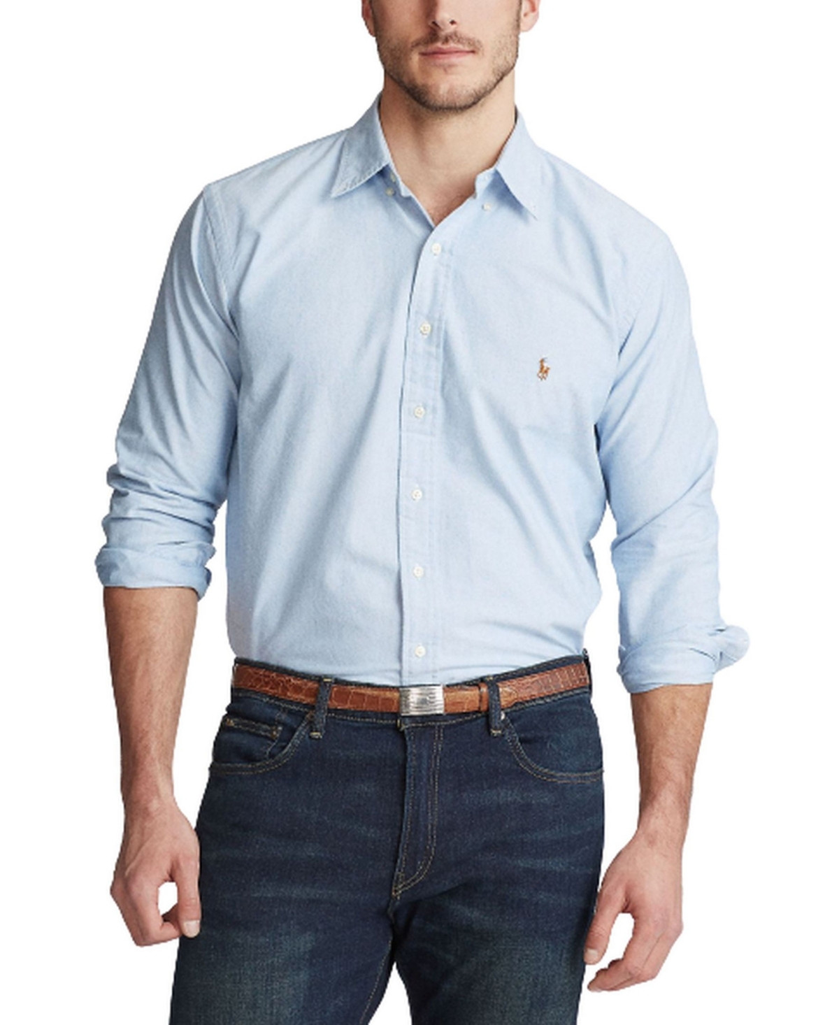 Polo Ralph Lauren Men's Big & Tall Classic Fit Long-Sleeve Oxford Shirt - Blue | Macy's