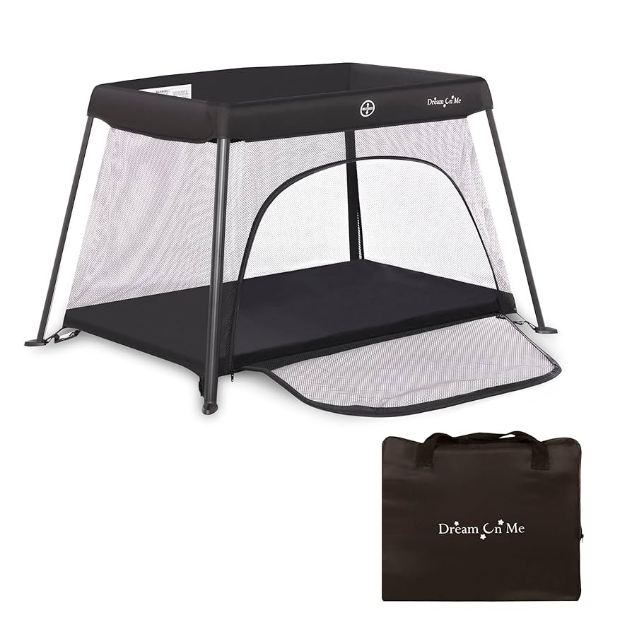 Dream On Me Travel Light Playard with Mesh Zipper Door in Black | Amazon (US)