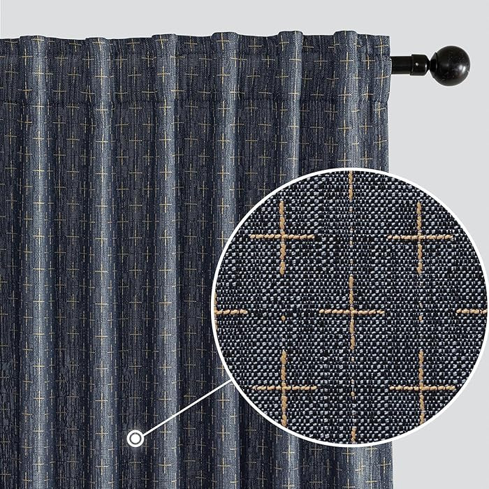 MIULEE Decorative Back Tab Linen Curtains with Geometric Pattern for Living Room Bedroom Farmhous... | Amazon (US)