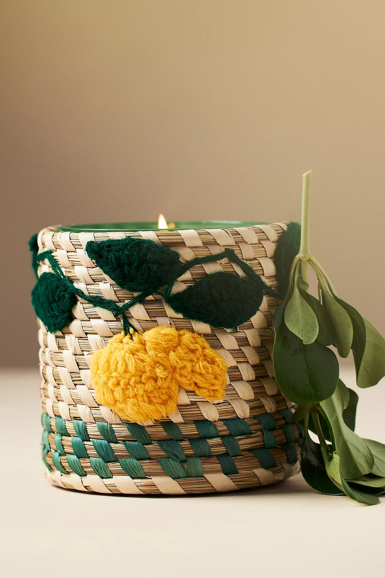 Woven Lemon Icon Floral Yuzu & Neroli Glass Candle | Anthropologie (US)