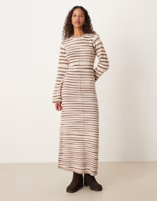 Vila cotton-blend abstract stroke knit maxi dress in cream | ASOS | ASOS (Global)