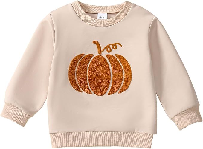 Toddler Boy Girl Halloween Outfit Pumpkin/Spooky Sweatshirt Fall Hoodie Top Clothes | Amazon (US)