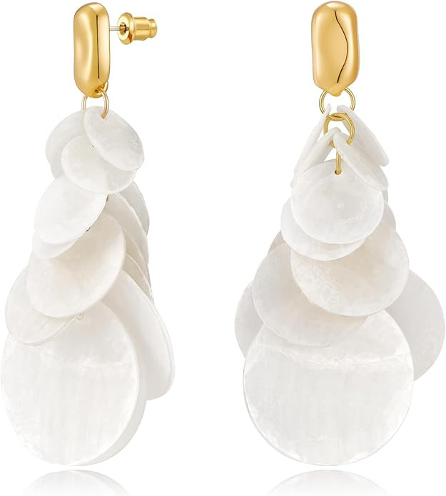 Seashell Earrings For Women Summer Beach Earring Cute Gold Dangle Drop Earrings Fashion Boho Merm... | Amazon (US)