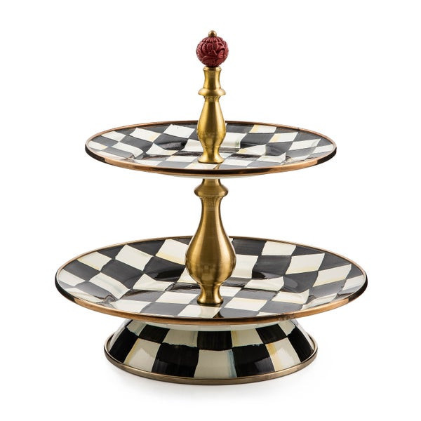 MacKenzie-Childs Courtly Check Two Tier Sweet Stand | MacKenzie-Childs
