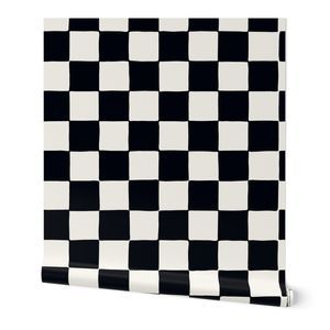 jumbo //  Retro Checker Checkerboard in Blackest Black | Spoonflower