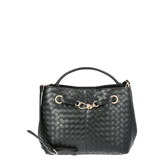 Time and Tru Women's Hazel Satchel Bag Handbag, Black | Walmart (US)