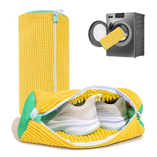 Shoe Washing Machine Bag: Laundry Shoe Bag for Washer and Dryer - 2pc Reusable Shoe Cleaning Bag for Sneaker Tennis Shoes Unstain Cleaner Kit (Yellow 2pcs) | Amazon (US)