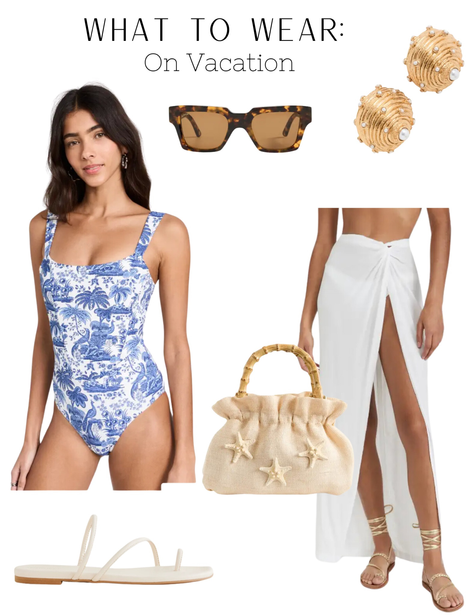 What to wear : on vacation.

Beach resort vibes. Blue swimsuit and beautiful shell earrings paired with a beach skirt. 

#beachwear #beachcoverup #whiteskirt #swimsuit #trendy 

#LTKtravel #LTKaustralia #LTKeurope