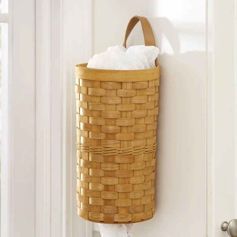 Woven Farmhouse Basket-Look Plastic Bag Dispenser for Kitchen - Natural Honey | Walmart (US)