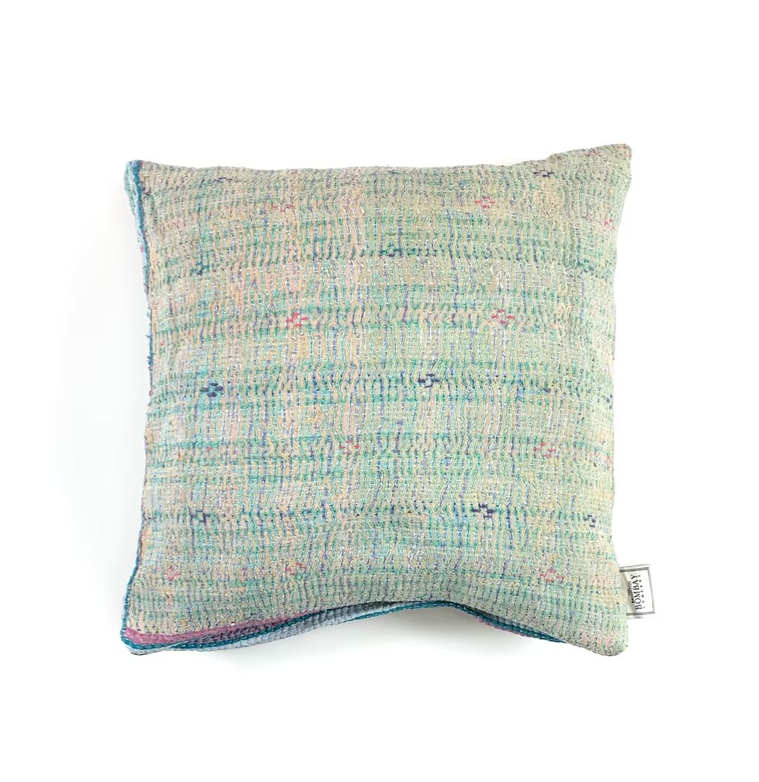 Vintage Kantha Cushion Cover , Pillow Case, 45 cm x 45 cm, 18 x 18 inch | Etsy (US)