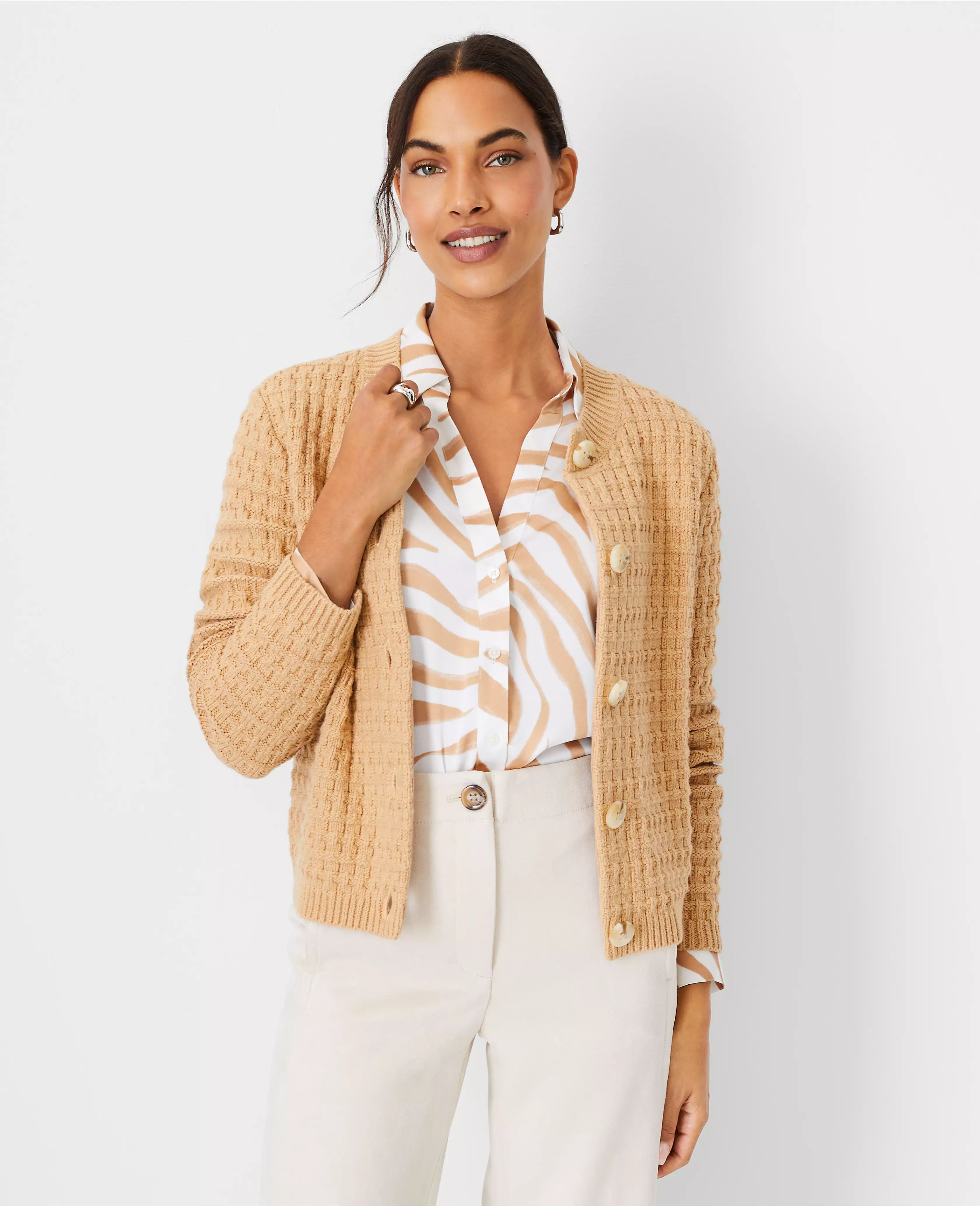 Geo Stitch Sweater Jacket | Ann Taylor (US)