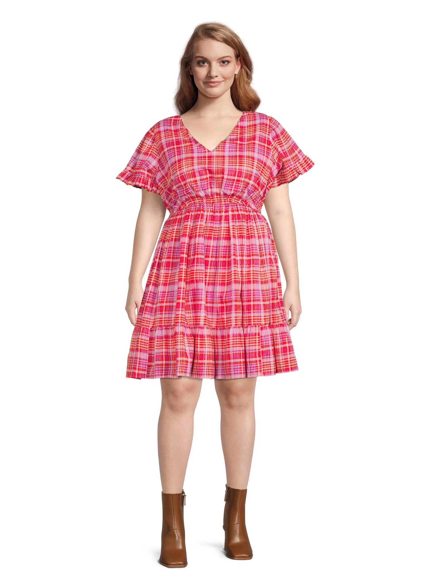 Terra & Sky Women's Ruffled Print Dress | Walmart (US)